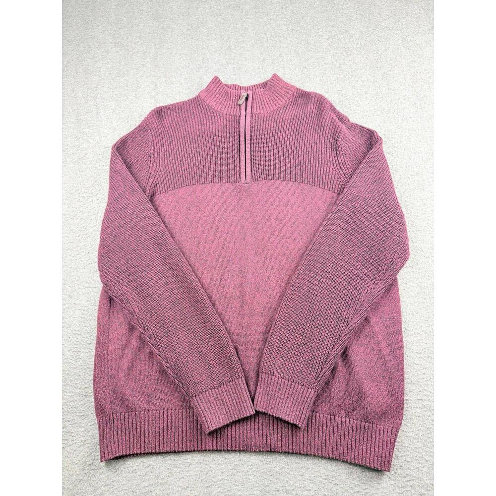 IZOD‎ Men's Size XL Burgundy Knit Quarter Zip Pullover Sweatshirt